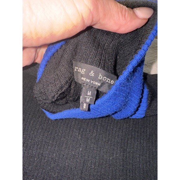 Rag Bone Black Blue‎ Mock Neck Long Sleeve Sweater M - Picture 8 of 9
